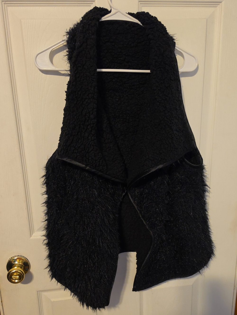 Black Faux Fur Sherpa Open Vest Reversible NWT XL